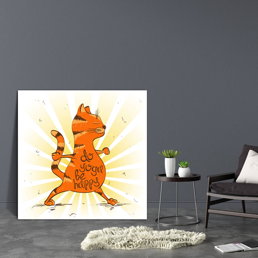 Cat Doing Warrior Yoga Canvas Painting Synthetic Frame-Paintings MDF Framing-AFF_FR-IC 5004586 IC 5004586, Animals, Animated Cartoons, Caricature, Cartoons, Comedy, Hand Drawn, Health, Humor, Humour, Illustrations, Pets, Signs and Symbols, Sketches, Sports, Symbols, cat, doing, warrior, yoga, canvas, painting, synthetic, frame, cartoon, animal, asana, background, bending, body, care, color, concept, contour, exercise, fit, fitness, flexibility, fun, ginger, gym, gymnastics, hand, drawn, healthy, illustratio