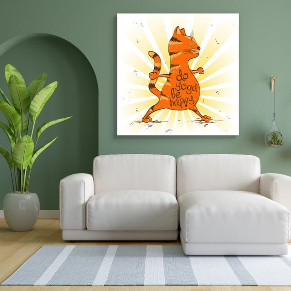 Cat Doing Warrior Yoga Canvas Painting Synthetic Frame-Paintings MDF Framing-AFF_FR-IC 5004586 IC 5004586, Animals, Animated Cartoons, Caricature, Cartoons, Comedy, Hand Drawn, Health, Humor, Humour, Illustrations, Pets, Signs and Symbols, Sketches, Sports, Symbols, cat, doing, warrior, yoga, canvas, painting, for, bedroom, living, room, engineered, wood, frame, cartoon, animal, asana, background, bending, body, care, color, concept, contour, exercise, fit, fitness, flexibility, fun, ginger, gym, gymnastics