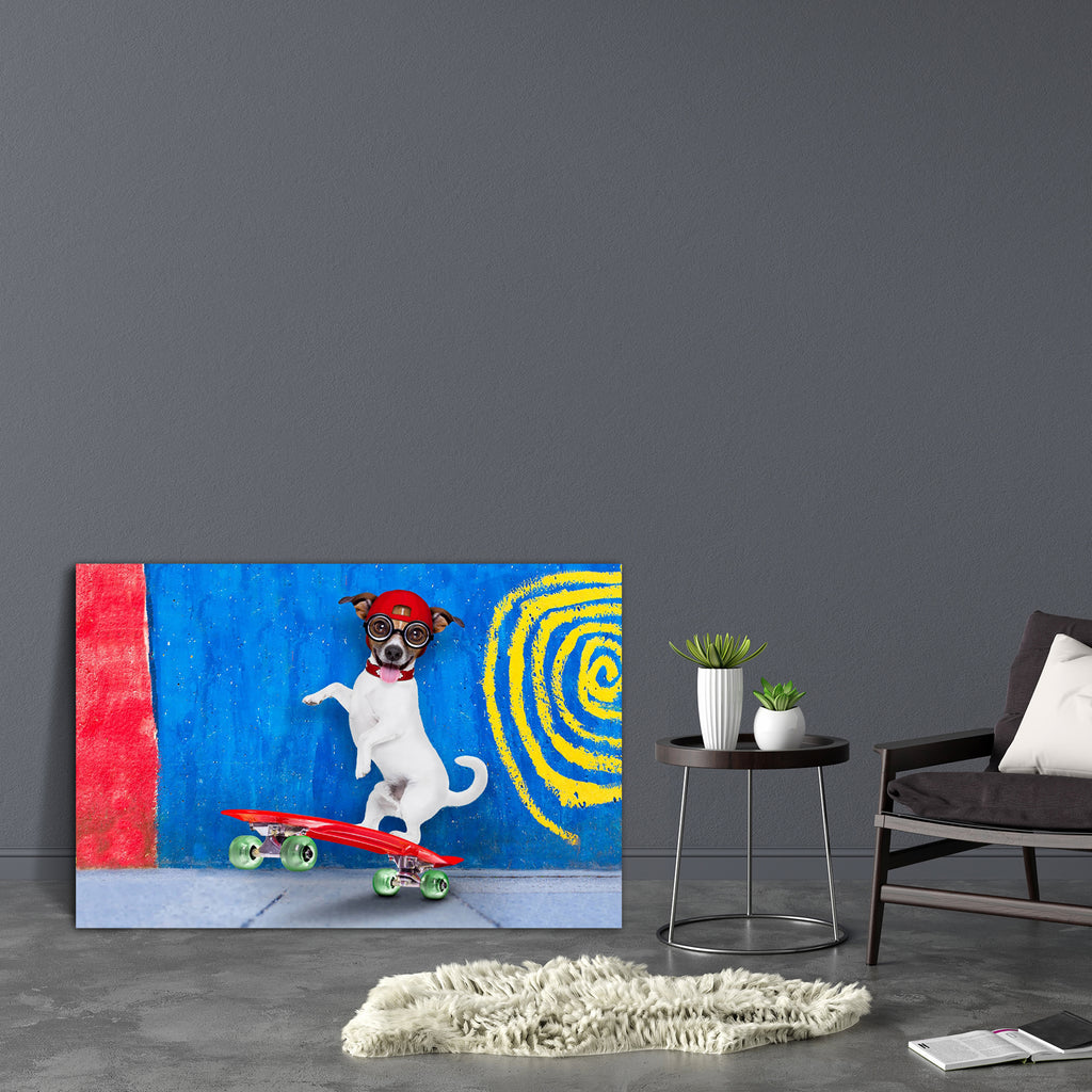 Jack Russell Skater Dog Canvas Painting Synthetic Frame-Paintings MDF Framing-AFF_FR-IC 5004602 IC 5004602, Animals, Comedy, Education, Fashion, Humor, Humour, Love, Pets, Romance, Schools, Sports, Universities, Urban, jack, russell, skater, dog, canvas, painting, synthetic, frame, skateboard, funny, action, active, agility, animal, best, board, boy, cool, dynamic, extreme, friend, friendship, fun, joke, learn, leisure, lifestyle, man, obedience, obedient, owner, pet, puppy, recreation, ride, shoe, sit, ska