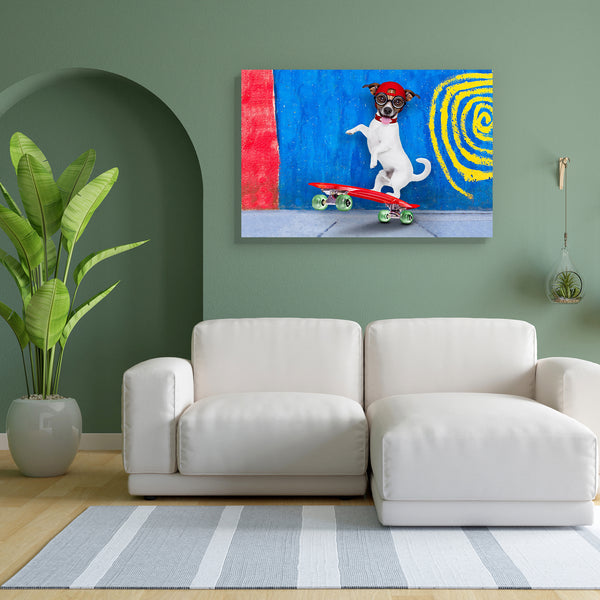 Jack Russell Skater Dog Canvas Painting Synthetic Frame-Paintings MDF Framing-AFF_FR-IC 5004602 IC 5004602, Animals, Comedy, Education, Fashion, Humor, Humour, Love, Pets, Romance, Schools, Sports, Universities, Urban, jack, russell, skater, dog, canvas, painting, for, bedroom, living, room, engineered, wood, frame, skateboard, funny, action, active, agility, animal, best, board, boy, cool, dynamic, extreme, friend, friendship, fun, joke, learn, leisure, lifestyle, man, obedience, obedient, owner, pet, pupp