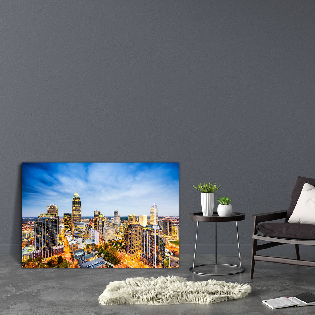 Charlotte, North Carolina, USA Canvas Painting Synthetic Frame-Paintings MDF Framing-AFF_FR-IC 5004604 IC 5004604, American, Business, Cities, City Views, Skylines, charlotte, north, carolina, usa, canvas, painting, synthetic, frame, skyline, city, america, aerial, view, apartments, buildings, district, cbd, cityscape, downtown, dusk, evening, finance, lights, office, skyscrapers, southern, towers, town, twilight, united, states, of, us, artzfolio, wall decor for living room, wall frames for living room, fr