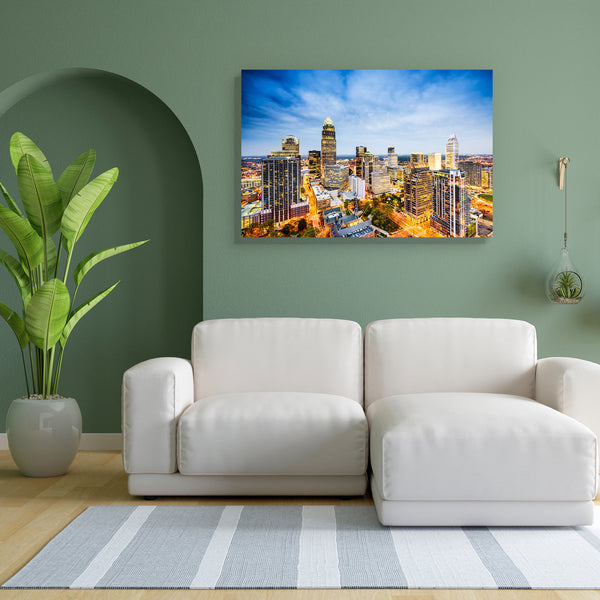 Charlotte, North Carolina, USA Canvas Painting Synthetic Frame-Paintings MDF Framing-AFF_FR-IC 5004604 IC 5004604, American, Business, Cities, City Views, Skylines, charlotte, north, carolina, usa, canvas, painting, for, bedroom, living, room, engineered, wood, frame, skyline, city, america, aerial, view, apartments, buildings, district, cbd, cityscape, downtown, dusk, evening, finance, lights, office, skyscrapers, southern, towers, town, twilight, united, states, of, us, artzfolio, wall decor for living ro