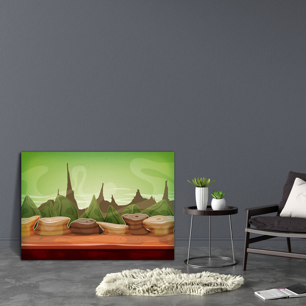 Alien Planet Landscape D1 Canvas Painting Synthetic Frame-Paintings MDF Framing-AFF_FR-IC 5004610 IC 5004610, Animated Cartoons, Astronomy, Caricature, Cartoons, Cosmology, Fantasy, Illustrations, Landscapes, Marble and Stone, Mountains, Scenic, Space, Sports, alien, planet, landscape, d1, canvas, painting, synthetic, frame, game, background, ui, atmosphere, boulder, cloudscape, desert, earth, funny, green, ground, gui, imaginary, martian, parallax, place, relief, rock, sky, soil, stones, strange, weird, ar