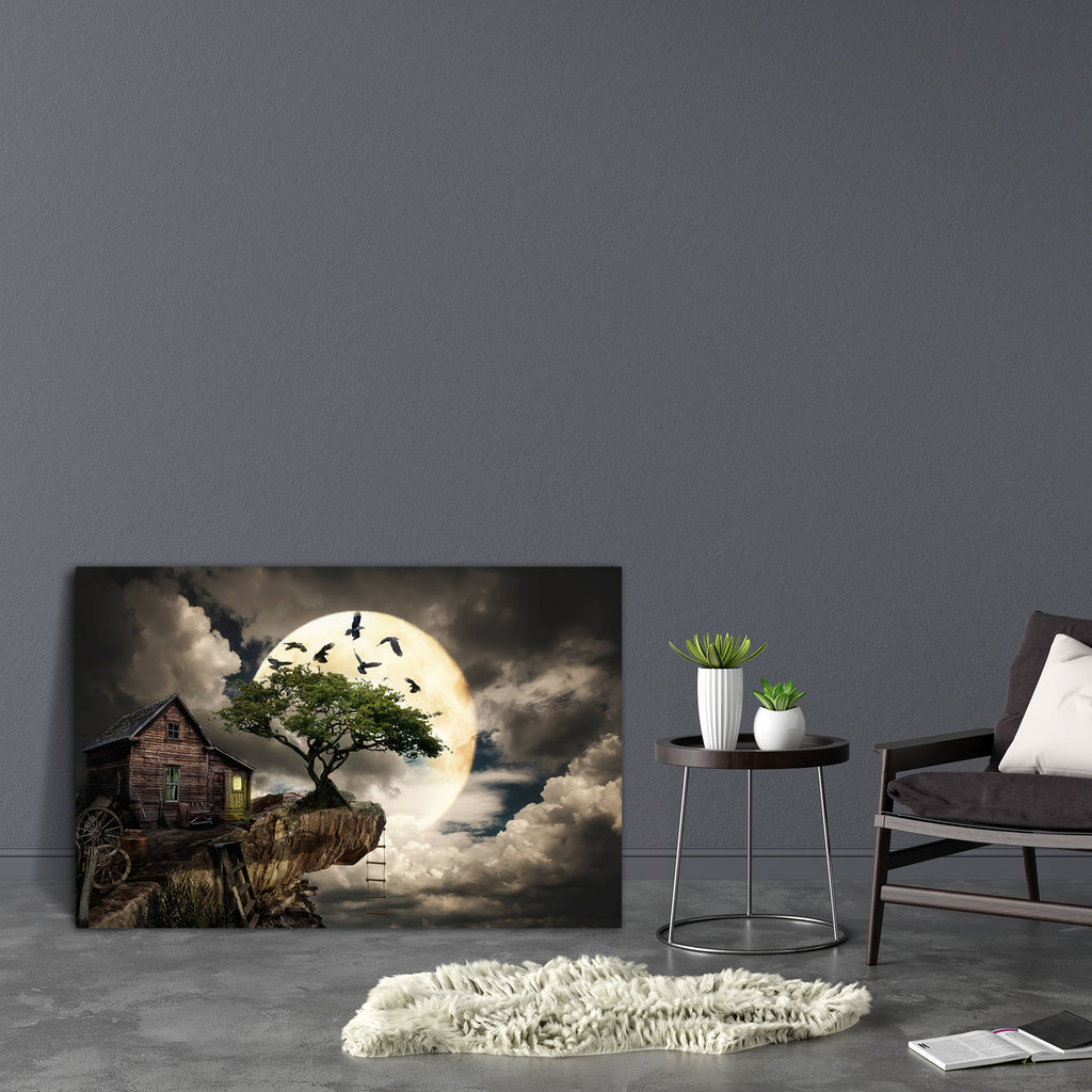 Fairy House Cliff Canvas Painting Synthetic Frame-Paintings MDF Framing-AFF_FR-IC 5004622 IC 5004622, Art and Paintings, Collages, Fantasy, Futurism, Illustrations, Science Fiction, Space, Wooden, fairy, house, cliff, canvas, painting, synthetic, frame, abyss, abandoned, adoption, cart, clouds, collage, contemplation, crows, cycle, darkness, decline, desolation, destroyed, dream, dull, fear, fiction, future, horror, illusion, illustration, knowledge, light, manipulation, moon, mystery, mystical, night, old,