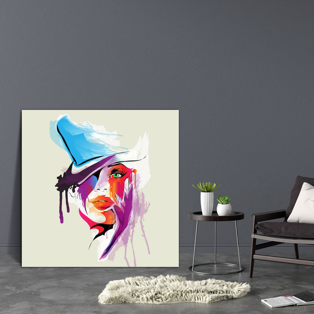 Abstract Woman Face Canvas Painting Synthetic Frame - Paintings MDF Framing - ArtzFolio.com