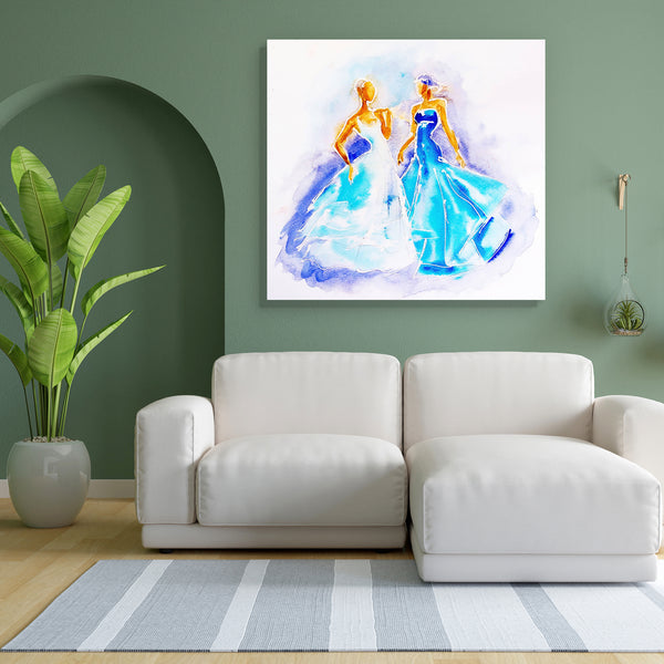 Women In Blue Dresses Canvas Painting Synthetic Frame-Paintings MDF Framing-AFF_FR-IC 5004631 IC 5004631, Adult, Black, Black and White, Fashion, People, Watercolour, White, women, in, blue, dresses, canvas, painting, for, bedroom, living, room, engineered, wood, frame, attractive, back, background, beautiful, beauty, dress, elegance, elegant, evening, female, girl, glamour, hair, lady, luxury, model, person, watercolor, woman, young, artzfolio, wall decor for living room, wall frames for living room, frame