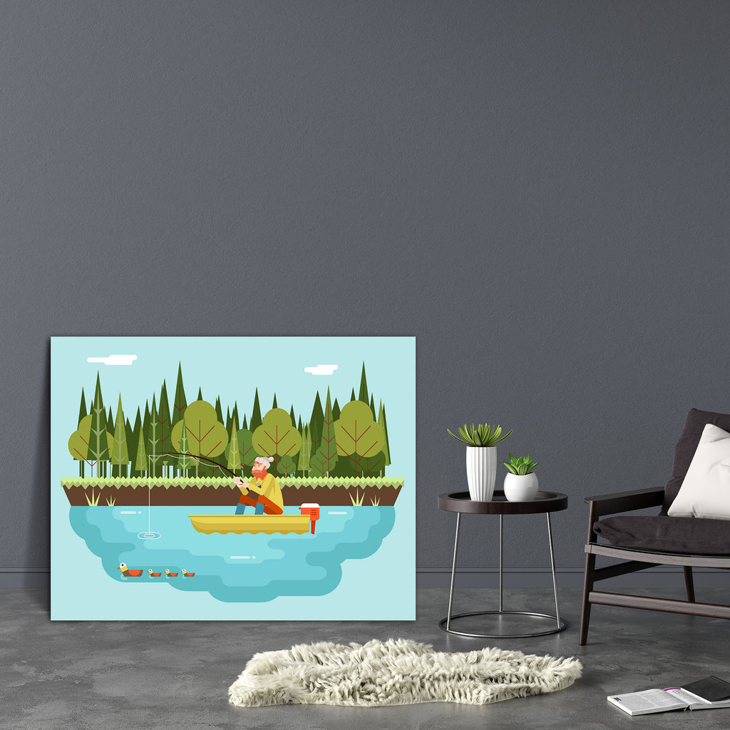 Fisherman With Fishing Rod, Adult, Birds, Boats, Icons, Illustrations, Landscapes, Nautical, People, Scenic, Signs, Signs and Symbols, Sports, art, bed, big, canvas, colour, decor, dining, framed, framing, hanging, house, item, landscape, large, living, modern, mural, office, painting, panting, poster, print, room, scenery, size, vastu, wall, , , , 