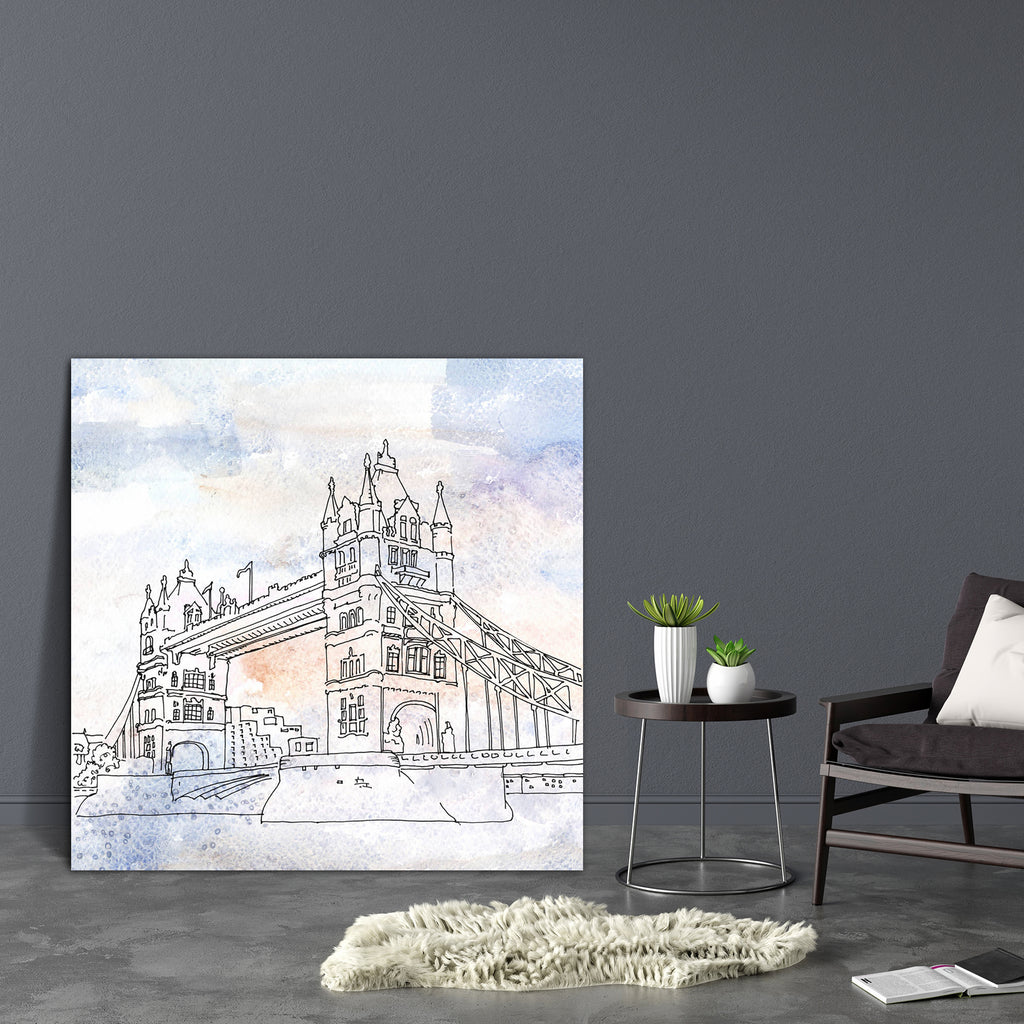 Tower Bridge Crosses River Thames, London Canvas Painting Synthetic Frame-Paintings MDF Framing-AFF_FR-IC 5004675 IC 5004675, Architecture, Art and Paintings, Cities, City Views, Culture, Drawing, Ethnic, Illustrations, Landmarks, Paintings, Places, Signs and Symbols, Sketches, Symbols, Traditional, Tribal, Urban, Watercolour, World Culture, tower, bridge, crosses, river, thames, london, canvas, painting, synthetic, frame, aquarelle, arts, artwork, blue, building, city, cityscape, color, concepts, construct