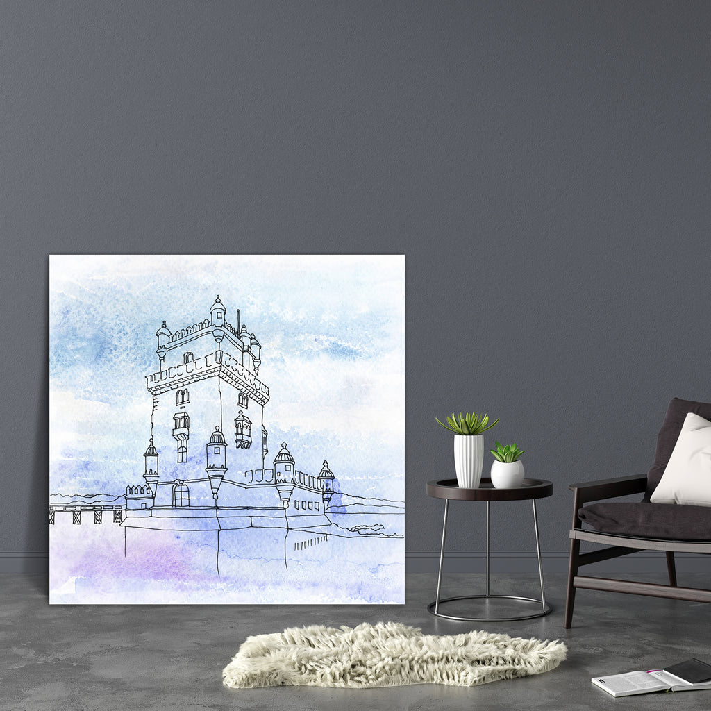 Tower Of St Vincent Lisbon Portugal Canvas Painting Synthetic Frame-Paintings MDF Framing-AFF_FR-IC 5004676 IC 5004676, Architecture, Art and Paintings, Cities, City Views, Culture, Drawing, Ethnic, Illustrations, Landmarks, Paintings, Places, Portuguese, Sketches, Traditional, Tribal, Urban, Watercolour, World Culture, tower, of, st, vincent, lisbon, portugal, canvas, painting, synthetic, frame, aquarelle, arts, artwork, blue, building, city, cityscape, color, concepts, creativity, europe, exterior, facade