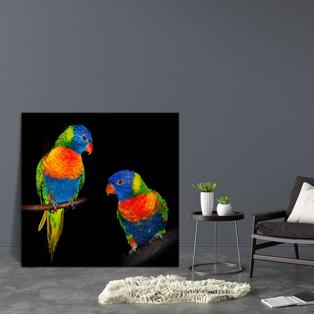Rainbow Lorikeet Parrots Canvas Painting Synthetic Frame-Paintings MDF Framing-AFF_FR-IC 5004702 IC 5004702, Animals, Birds, Black, Black and White, Nature, Pets, Scenic, Tropical, rainbow, lorikeet, parrots, canvas, painting, synthetic, frame, adorable, animal, australia, background, beak, beautiful, beauty, bird, blue, branch, closeup, colorful, colors, colourful, colours, cute, dar, feather, feathered, isolated, isolation, jungle, night, one, orange, outdoors, paradise, parakeet, parrot, pet, wild, wings
