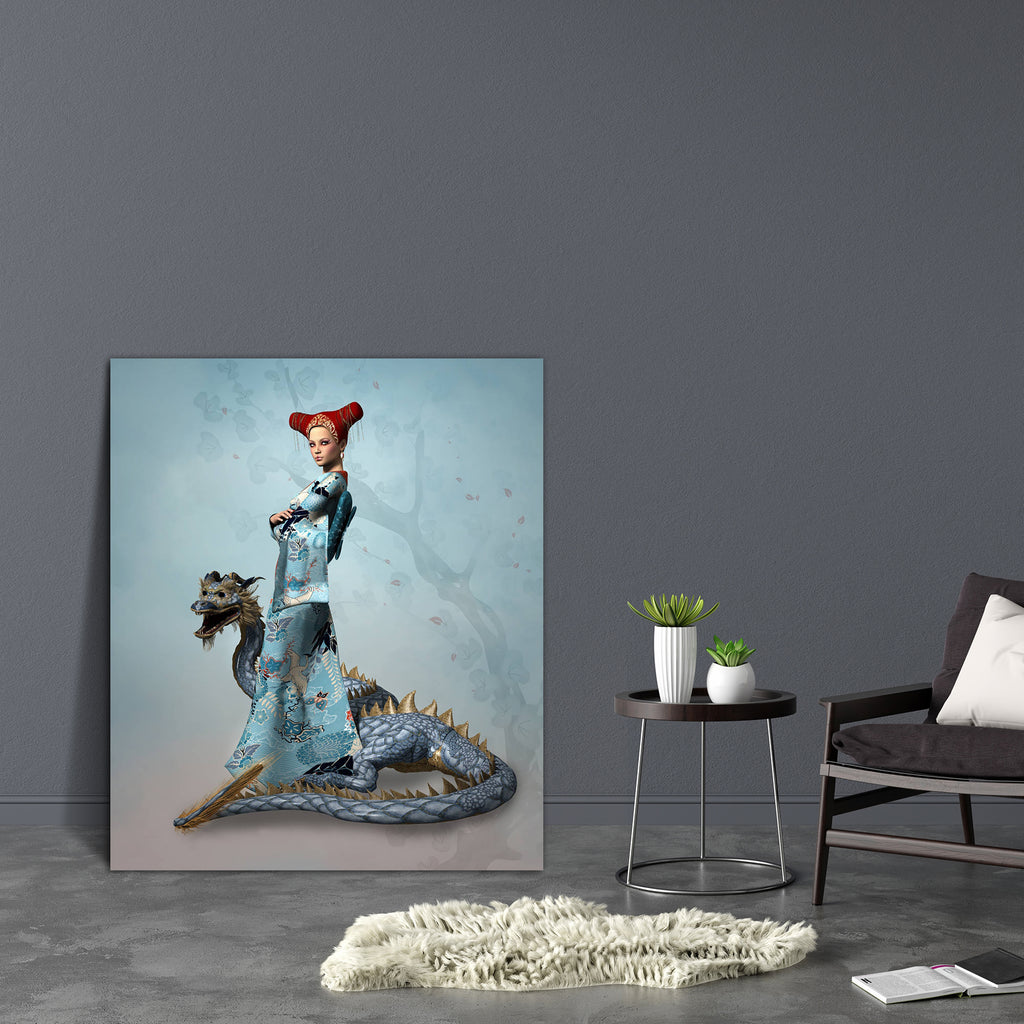 Eastern Woman With Dragon Canvas Painting Synthetic Frame-Paintings MDF Framing-AFF_FR-IC 5004741 IC 5004741, Animals, Art and Paintings, Fantasy, Illustrations, Individuals, Japanese, Portraits, eastern, woman, with, dragon, canvas, painting, synthetic, frame, warrior, dragons, animal, art, azure, beautiful, beauty, character, danger, dangerous, east, fairy, tale, fairytale, girl, headpiece, illustration, japan, kimono, lady, legend, legendary, make, up, myth, mythology, orient, oriental, portrait, power, 