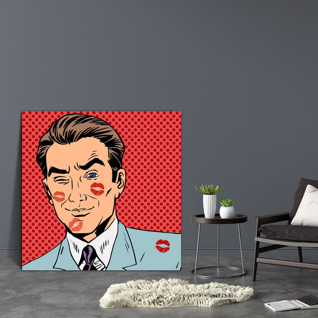 Kiss On The Man Face Pop Art Canvas Painting Synthetic Frame-Paintings MDF Framing-AFF_FR-IC 5004749 IC 5004749, Ancient, Animated Cartoons, Art and Paintings, Books, Caricature, Cartoons, Comedy, Comics, Dots, Historical, Humor, Humour, Illustrations, Love, Medieval, Modern Art, Pop Art, Retro, Romance, Vintage, Wedding, kiss, on, the, man, face, pop, art, canvas, painting, synthetic, frame, playboy, comic, men, cartoon, book, dating, dot, fiance, flirt, halftone, hip, husband, illustration, lover, modern,