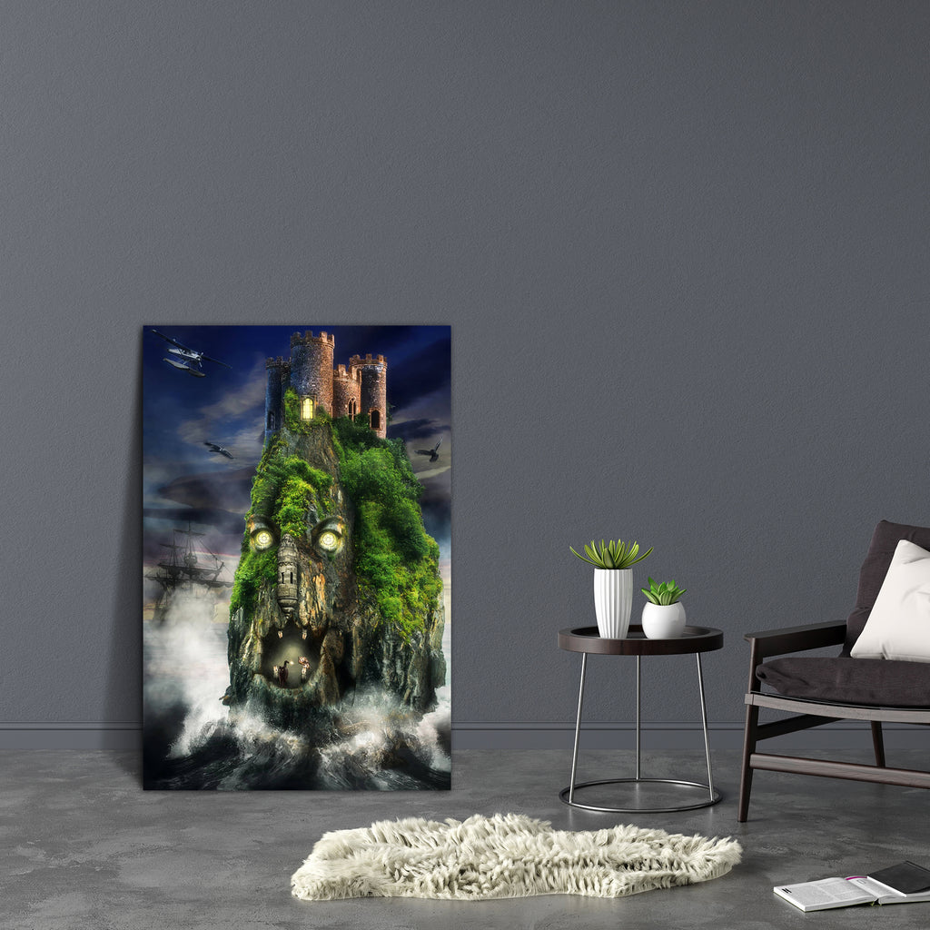 Fabulous Lost Island Canvas Painting Synthetic Frame-Paintings MDF Framing-AFF_FR-IC 5004778 IC 5004778, Birds, Collages, Fantasy, Futurism, Illustrations, Science Fiction, Space, fabulous, lost, island, canvas, painting, synthetic, frame, adoption, airplane, aviation, building, castle, collage, contemplation, crows, discovery, dream, experience, feelings, fiction, flight, future, ghost, illusion, illustration, knowledge, lake, light, manipulation, mystery, night, past, philosophy, present, psychology, rock