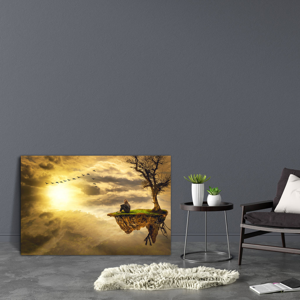 Meditation Alone Canvas Painting Synthetic Frame-Paintings MDF Framing-AFF_FR-IC 5004786 IC 5004786, Birds, Collages, Fantasy, Futurism, Illustrations, Science Fiction, Space, meditation, alone, canvas, painting, synthetic, frame, wisdom, illusion, alienation, dream, tree, roots, with, thoughts, root, dreams, pain, thought, adoption, aspiration, bird, clouds, collage, contemplation, depression, experience, exposed, feelings, fiction, flying, future, ghost, hope, illustration, island, knowledge, light, lonel