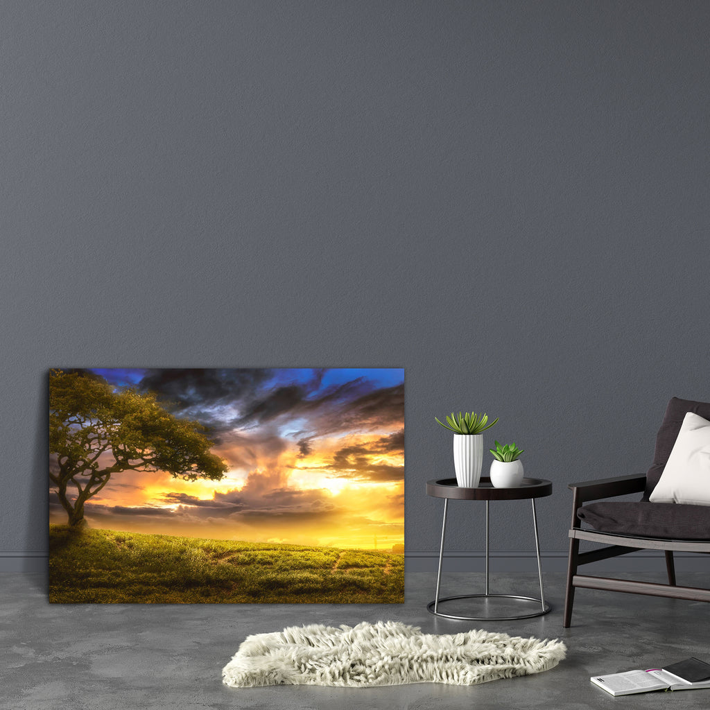 Hill at Sunset Canvas Painting Synthetic Frame-Paintings MDF Framing-AFF_FR-IC 5004789 IC 5004789, Botanical, Collages, Fantasy, Floral, Flowers, Futurism, Illustrations, Landscapes, Mountains, Nature, Scenic, Science Fiction, Space, Sunsets, hill, at, sunset, canvas, painting, synthetic, frame, adoption, background, bush, clouds, cloudy, collage, contemplation, dream, experience, feelings, fiction, field, future, ghost, grass, gravel, harvesting, illusion, illustration, knowledge, landscape, light, manipul