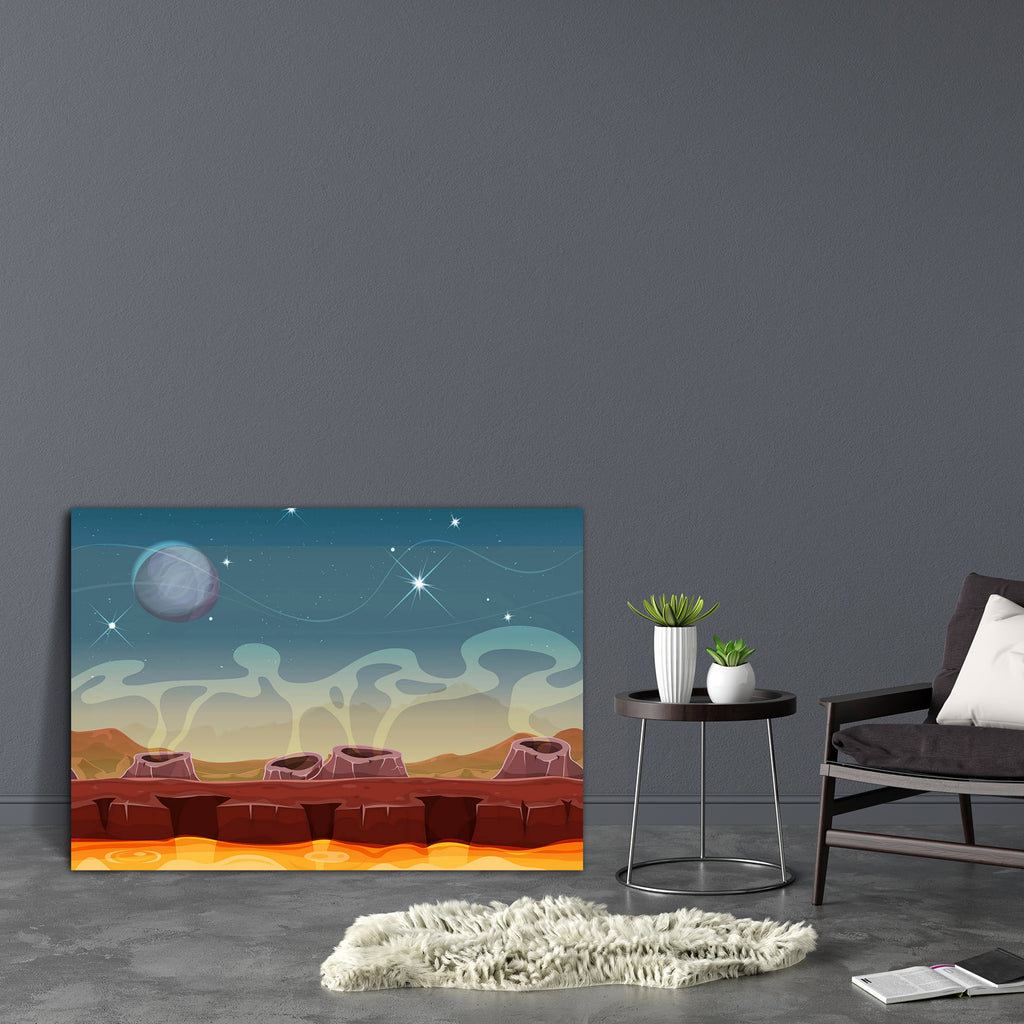 Alien Planet Landscape D2 Canvas Painting Synthetic Frame - Paintings MDF Framing - ArtzFolio.com