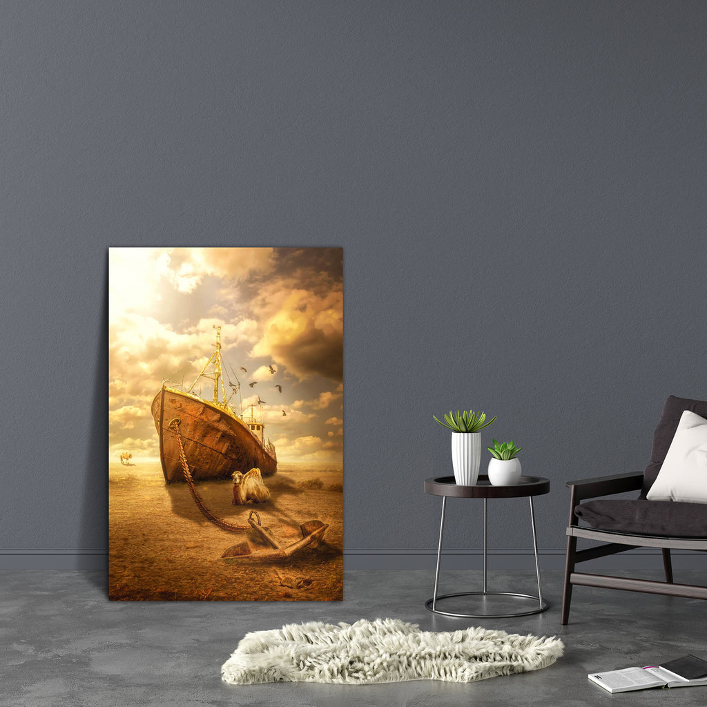 Ships Of The Desert Canvas Painting Synthetic Frame-Paintings MDF Framing-AFF_FR-IC 5004793 IC 5004793, Automobiles, Birds, Collages, Fantasy, Futurism, Illustrations, Science Fiction, Space, Transportation, Travel, Vehicles, ships, of, the, desert, canvas, painting, synthetic, frame, adoption, anchor, camel, catastrophe, collage, contemplation, crows, dehydration, difficulty, disaster, dream, drought, drying, expectation, experience, feelings, fiction, future, ghost, heat, hope, hopelessness, illusion, ill