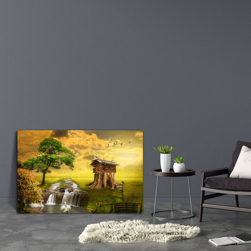 Fairy House By The Lake Canvas Painting Synthetic Frame-Paintings MDF Framing-AFF_FR-IC 5004795 IC 5004795, Birds, Collages, Fantasy, Futurism, Illustrations, Science Fiction, Space, Wooden, fairy, house, by, the, lake, canvas, painting, synthetic, frame, adoption, bench, cloudy, collage, contemplation, door, dream, entrance, experience, feelings, fiction, field, flying, future, ghost, herbs, illusion, illustration, knowledge, leaves, manipulation, mood, movement, mystery, past, philosophy, present, psychol