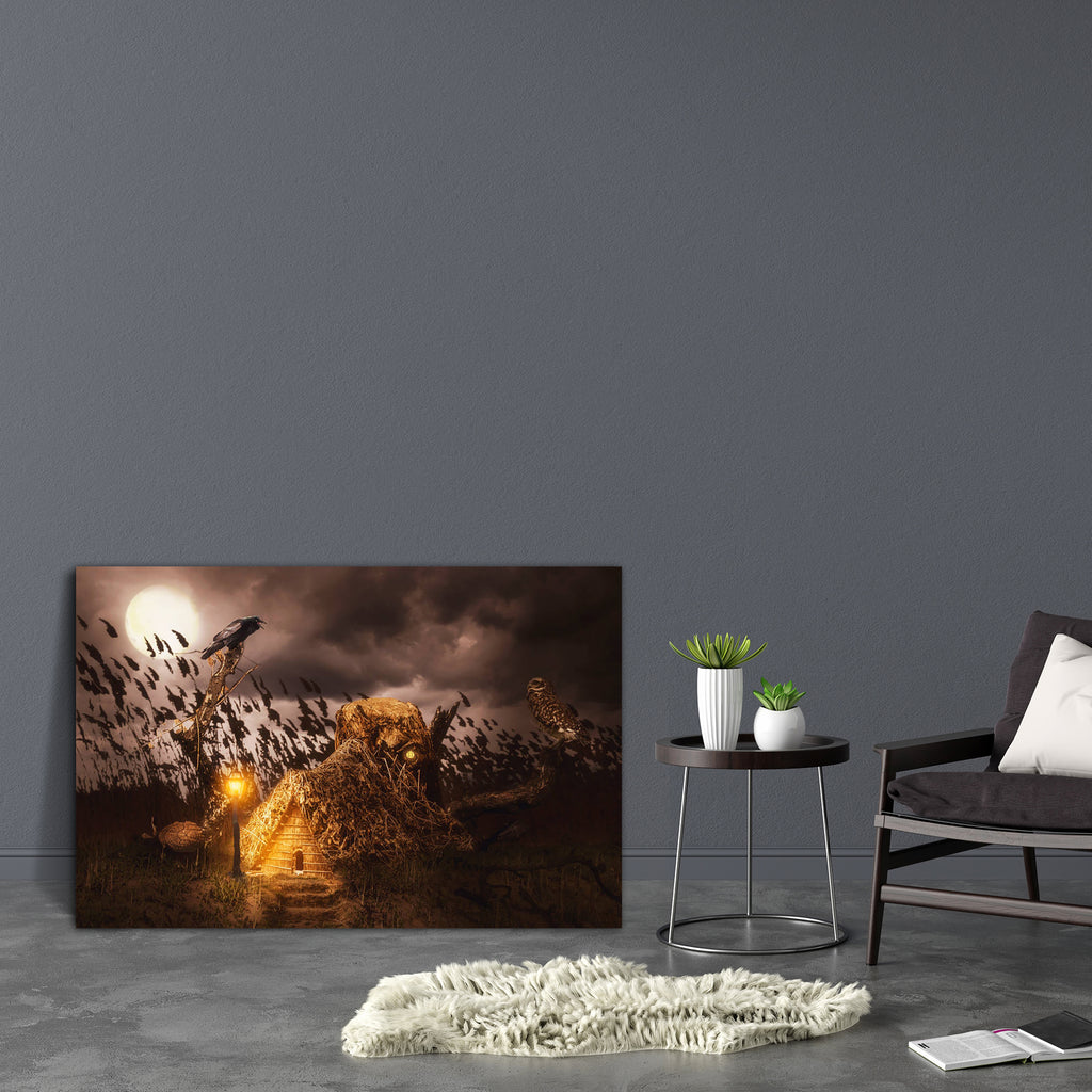 Night Talk Under The Moon Canvas Painting Synthetic Frame-Paintings MDF Framing-AFF_FR-IC 5004797 IC 5004797, Collages, Fantasy, Futurism, Illustrations, Science Fiction, Space, Wooden, night, talk, under, the, moon, canvas, painting, synthetic, frame, abandoned, adoption, branches, collage, contemplation, conversation, dialogue, discussion, dream, dried, driftwood, experience, feelings, fiction, future, ghost, grass, ground, house, illusion, illustration, knowledge, lantern, manipulation, meditation, myste