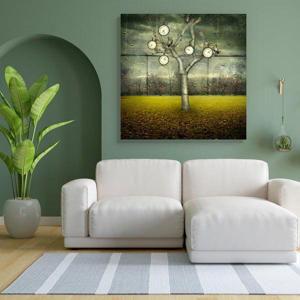 Clock & Small Mechanical Owls D2 Canvas Painting Synthetic Frame-Paintings MDF Framing-AFF_FR-IC 5004810 IC 5004810, Animals, Art and Paintings, Birds, Decorative, Fantasy, Illustrations, Landscapes, Nature, Realism, Scenic, Skylines, Surrealism, Metallic, clock, small, mechanical, owls, d2, canvas, painting, for, bedroom, living, room, engineered, wood, frame, animal, art, artist, artistic, artwork, background, bird, branches, colorful, creative, creativity, detailed, elegant, fabulous, fanciful, funny, gr