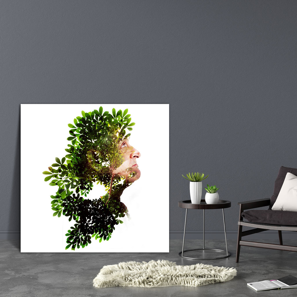 Man Combined With Photograph Of Nature Canvas Painting Synthetic Frame-Paintings MDF Framing-AFF_FR-IC 5004816 IC 5004816, Abstract Expressionism, Abstracts, Art and Paintings, Black and White, Conceptual, Fashion, Individuals, Nature, Portraits, Scenic, Semi Abstract, White, man, combined, with, photograph, of, canvas, painting, synthetic, frame, abstract, art, artistic, attractive, background, creative, double, effect, environment, exposure, eyes, face, green, head, isolated, leaf, multiple, natural, peac