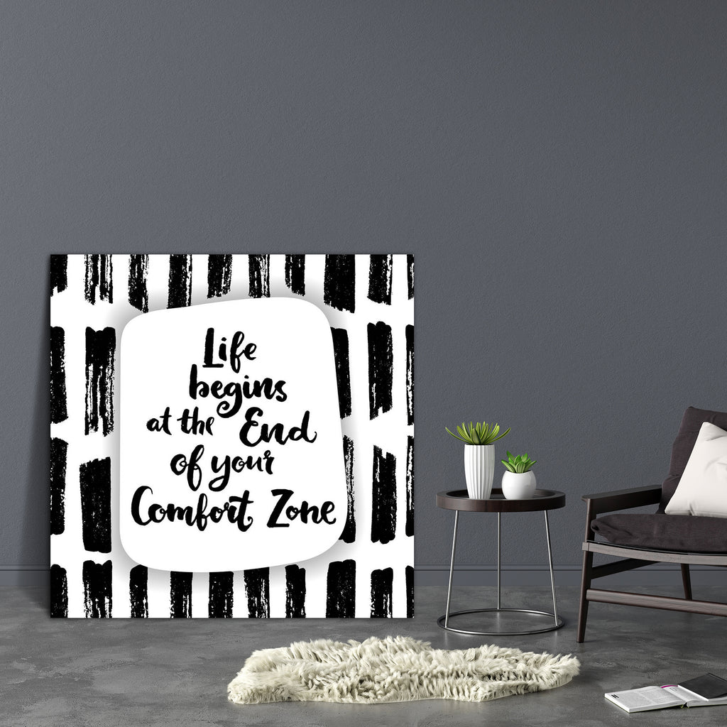 Life Begins At The End Of Your Comfort Zone Canvas Painting Synthetic Frame-Paintings MDF Framing-AFF_FR-IC 5004821 IC 5004821, Abstract Expressionism, Abstracts, Ancient, Art and Paintings, Black, Black and White, Calligraphy, Digital, Digital Art, Drawing, Graphic, Hipster, Historical, Inspirational, Medieval, Motivation, Motivational, Patterns, Quotes, Retro, Semi Abstract, Signs, Signs and Symbols, Symbols, Text, Typography, Vintage, White, life, begins, at, the, end, of, your, comfort, zone, canvas, pa