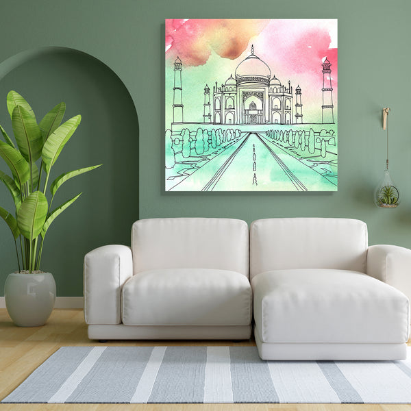 Taj Mahal Agra India D4 Canvas Painting Synthetic Frame-Paintings MDF Framing-AFF_FR-IC 5004837 IC 5004837, Allah, Arabic, Architecture, Art and Paintings, Cities, City Views, Culture, Drawing, Ethnic, Illustrations, Indian, Islam, Landmarks, Paintings, Places, Religion, Religious, Sketches, Traditional, Tribal, Watercolour, World Culture, taj, mahal, agra, india, d4, canvas, painting, for, bedroom, living, room, engineered, wood, frame, aquarelle, arts, artwork, building, church, city, color, concepts, cre