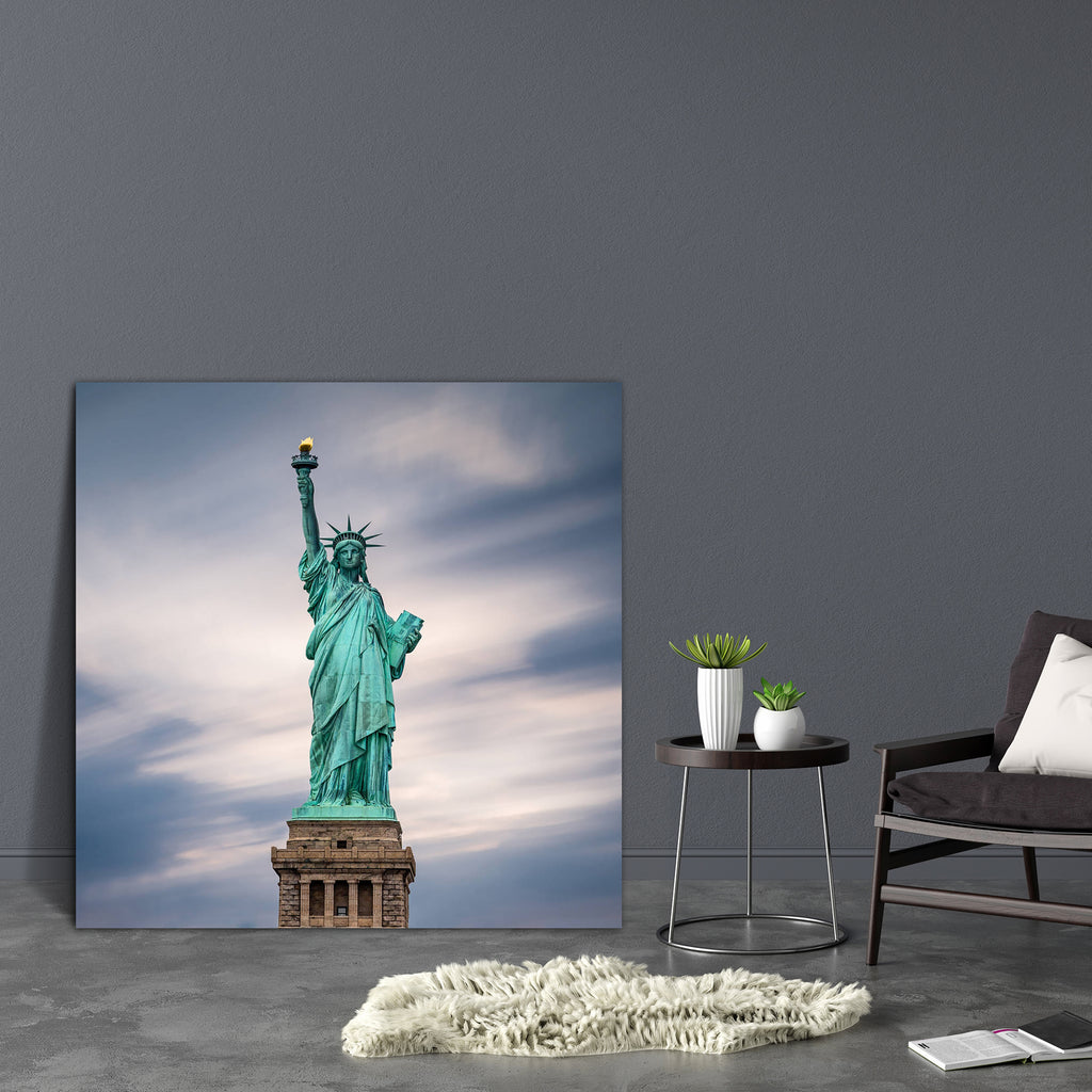 The Statue Of Liberty In New York City, USA Canvas Painting Synthetic Frame-Paintings MDF Framing-AFF_FR-IC 5004843 IC 5004843, American, Architecture, Cities, City Views, Landmarks, Places, Signs and Symbols, Space, Symbols, the, statue, of, liberty, in, new, york, city, usa, canvas, painting, synthetic, frame, america, americas, blue, cloud, clouds, color, colorful, copy, copyspace, day, destination, distant, famous, far, front, gift, historic, identity, image, independence, landmark, long, exposure, manh