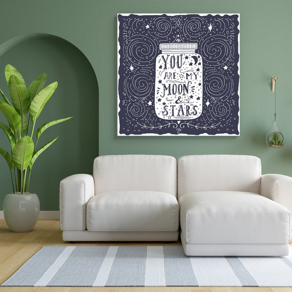 You Are My Moon & Stars D3 Canvas Painting Synthetic Frame-Paintings MDF Framing-AFF_FR-IC 5004867 IC 5004867, Ancient, Art and Paintings, Botanical, Calligraphy, Floral, Flowers, Hand Drawn, Hearts, Historical, Holidays, Love, Medieval, Nature, Patterns, Quotes, Romance, Signs, Signs and Symbols, Sketches, Stars, Text, Typography, Vintage, Wedding, you, are, my, moon, d3, canvas, painting, for, bedroom, living, room, engineered, wood, frame, pattern, star, and, magic, badge, concept, curl, curve, decoratio