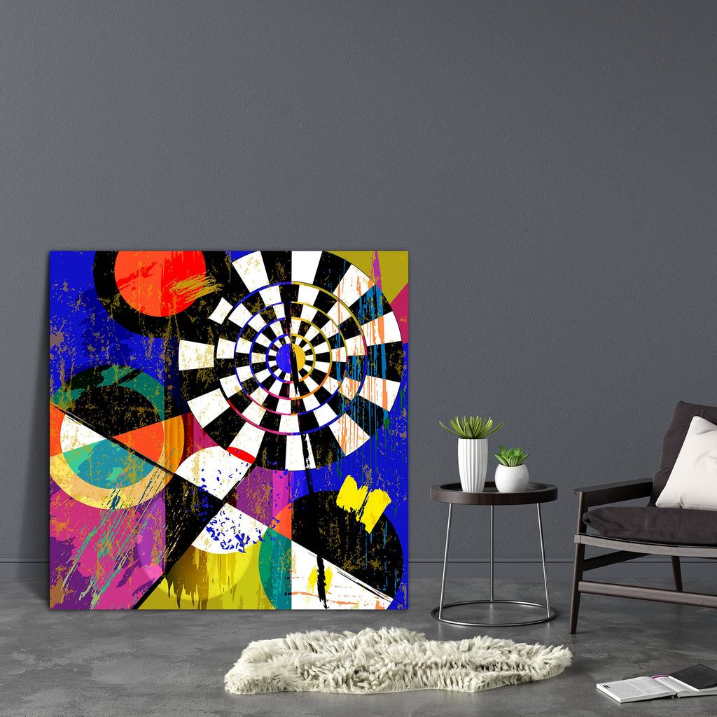 Abstract Geometrical Art D3 Canvas Painting Synthetic Frame - Paintings MDF Framing - ArtzFolio.com