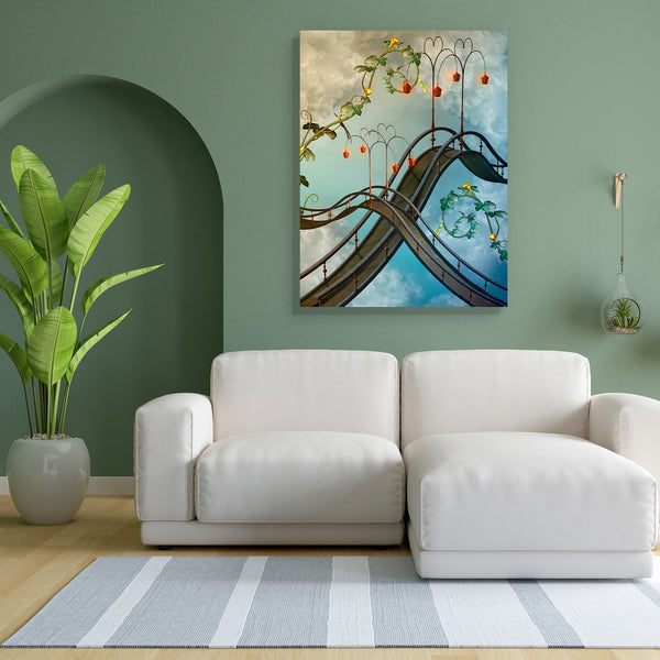 Sky With Bridge Canvas Painting Synthetic Frame-Paintings MDF Framing-AFF_FR-IC 5004889 IC 5004889, Art and Paintings, Baby, Botanical, Children, Digital, Digital Art, Fantasy, Floral, Flowers, Graphic, Illustrations, Kids, Landscapes, Nature, Scenic, Stars, sky, with, bridge, canvas, painting, for, bedroom, living, room, engineered, wood, frame, amazing, art, backdrops, background, beautiful, cloud, dream, dreams, dreamy, enchanting, fae, fairy, fairytale, illustration, lamp, landscape, lighting, magic, ma