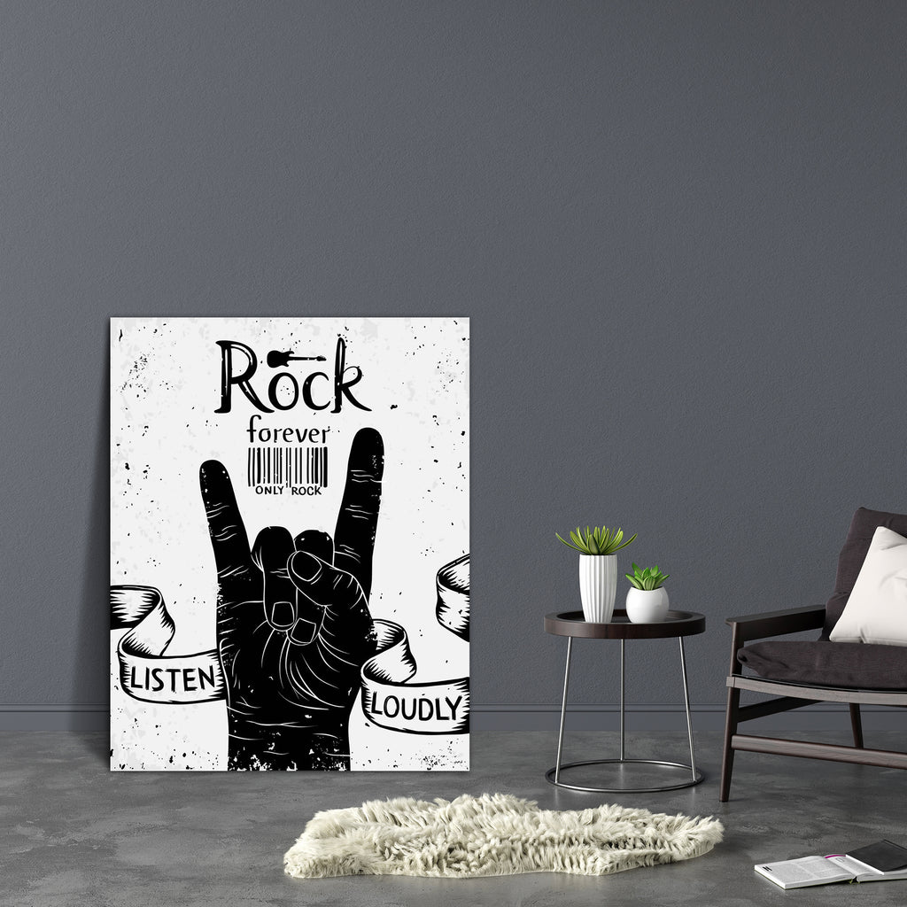 Rock & Roll Hand Sign Canvas Painting Synthetic Frame-Paintings MDF Framing-AFF_FR-IC 5004911 IC 5004911, Black, Black and White, Calligraphy, Digital, Digital Art, Drawing, Festivals, Festivals and Occasions, Festive, Graphic, Hipster, Illustrations, Music, Music and Dance, Music and Musical Instruments, Musical Instruments, Retro, Signs, Signs and Symbols, Sketches, Symbols, Text, Vintage, White, Metallic, rock, roll, hand, sign, canvas, painting, synthetic, frame, heavy, metal, band, and, hard, arme, bac