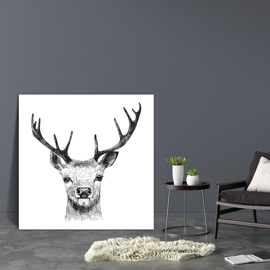 Deer D3 Canvas Painting Synthetic Frame-Paintings MDF Framing-AFF_FR-IC 5004913 IC 5004913, Ancient, Animals, Art and Paintings, Black, Black and White, Digital, Digital Art, Drawing, Graphic, Historical, Illustrations, Medieval, Nature, Scenic, Signs, Signs and Symbols, Sketches, Sports, Symbols, Vintage, White, Wildlife, deer, d3, canvas, painting, synthetic, frame, head, silhouette, animal, antler, art, background, beautiful, big, buck, decoration, design, draw, emblem, game, hand, horn, horns, huge, hun