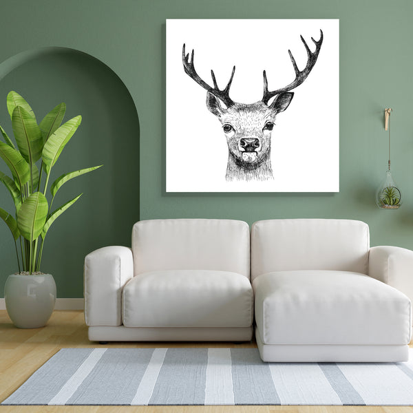 Deer D3 Canvas Painting Synthetic Frame-Paintings MDF Framing-AFF_FR-IC 5004913 IC 5004913, Ancient, Animals, Art and Paintings, Black, Black and White, Digital, Digital Art, Drawing, Graphic, Historical, Illustrations, Medieval, Nature, Scenic, Signs, Signs and Symbols, Sketches, Sports, Symbols, Vintage, White, Wildlife, deer, d3, canvas, painting, for, bedroom, living, room, engineered, wood, frame, head, silhouette, animal, antler, art, background, beautiful, big, buck, decoration, design, draw, emblem,
