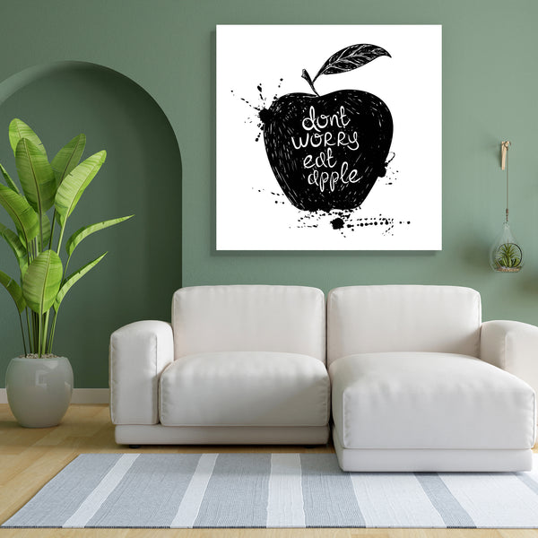 Black Apple Canvas Painting Synthetic Frame-Paintings MDF Framing-AFF_FR-IC 5004919 IC 5004919, Black, Black and White, Calligraphy, Cuisine, Food, Food and Beverage, Food and Drink, Fruit and Vegetable, Fruits, Hand Drawn, Health, Illustrations, Nature, Quotes, Scenic, Signs, Signs and Symbols, Splatter, Symbols, Text, Typography, White, apple, canvas, painting, for, bedroom, living, room, engineered, wood, frame, background, blot, card, color, concept, creative, design, dessert, diet, eating, ecology, fon