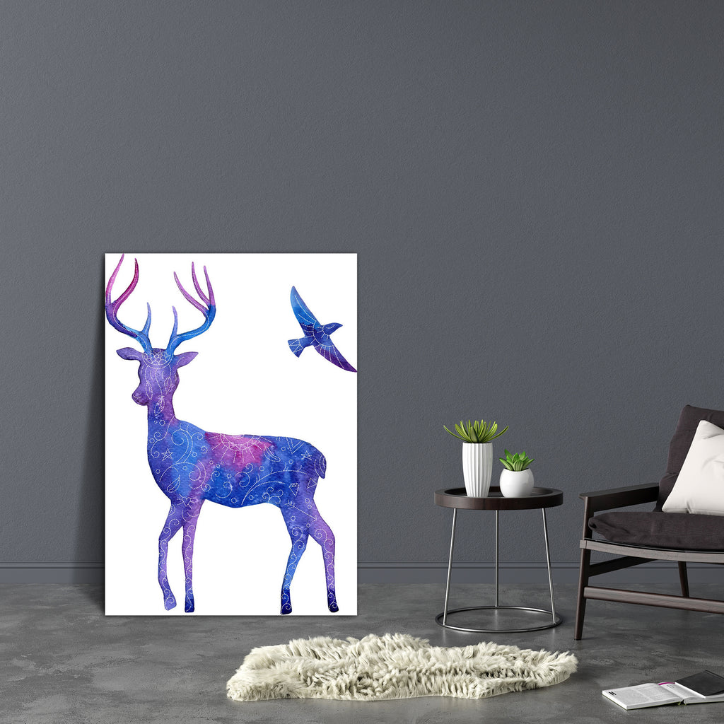 Deer & Flying Bird Canvas Painting Synthetic Frame-Paintings MDF Framing-AFF_FR-IC 5004936 IC 5004936, Abstract Expressionism, Abstracts, Ancient, Animals, Art and Paintings, Birds, Black and White, Christianity, Drawing, Hipster, Historical, Illustrations, Individuals, Medieval, Nature, Paintings, Portraits, Scenic, Semi Abstract, Signs, Signs and Symbols, Sketches, Symbols, Vintage, Watercolour, White, Wildlife, deer, flying, bird, canvas, painting, synthetic, frame, abstract, animal, art, artist, artwork