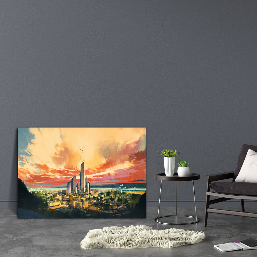 Futuristic Science Fiction City Canvas Painting Synthetic Frame-Paintings MDF Framing-AFF_FR-IC 5004961 IC 5004961, Abstract Expressionism, Abstracts, Architecture, Art and Paintings, Astronomy, Cities, City Views, Cosmology, Digital, Digital Art, Fantasy, Futurism, Graphic, Illustrations, Landscapes, Modern Art, Paintings, Scenic, Science Fiction, Semi Abstract, Signs, Signs and Symbols, Skylines, Space, Sunsets, Urban, Watercolour, futuristic, science, fiction, city, canvas, painting, synthetic, frame, fu