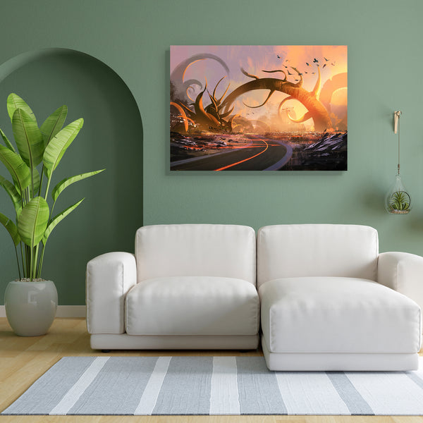 Fantasy Landscape D9 Canvas Painting Synthetic Frame-Paintings MDF Framing-AFF_FR-IC 5004977 IC 5004977, Abstract Expressionism, Abstracts, Art and Paintings, Birds, Fantasy, Illustrations, Landscapes, Nature, Paintings, Scenic, Science Fiction, Seasons, Semi Abstract, Signs, Signs and Symbols, Sunsets, Watercolour, Wooden, landscape, d9, canvas, painting, for, bedroom, living, room, engineered, wood, frame, abstract, acrylic, art, artistic, background, beautiful, bird, color, concept, cover, design, dreamy