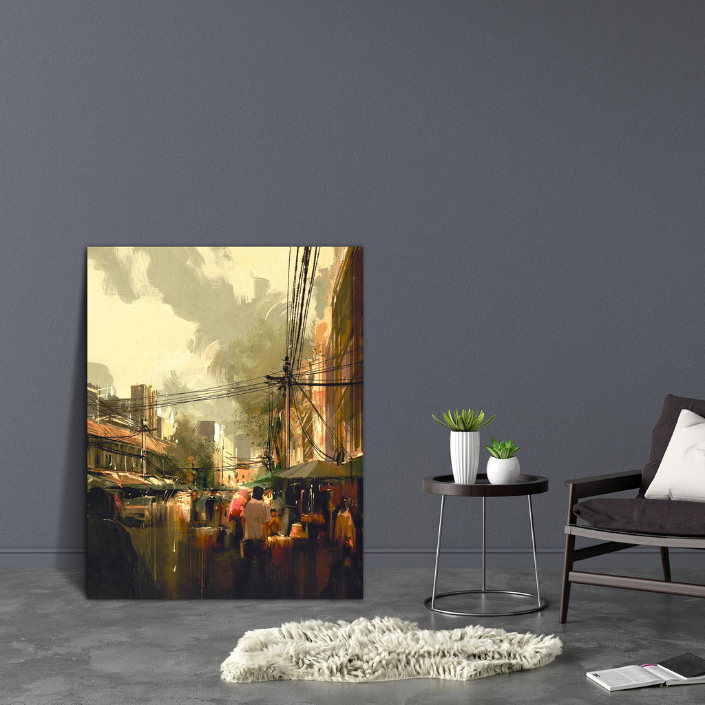 Market Street Canvas Painting Synthetic Frame-Paintings MDF Framing-AFF_FR-IC 5004980 IC 5004980, Abstract Expressionism, Abstracts, Architecture, Art and Paintings, Asian, Automobiles, Brush Stroke, Business, Cities, City Views, Culture, Digital, Digital Art, Ethnic, Graphic, Illustrations, Landscapes, Paintings, People, Perspective, Scenic, Semi Abstract, Signs, Signs and Symbols, Sketches, Sunsets, Traditional, Transportation, Travel, Tribal, Urban, Vehicles, Watercolour, World Culture, market, street, c