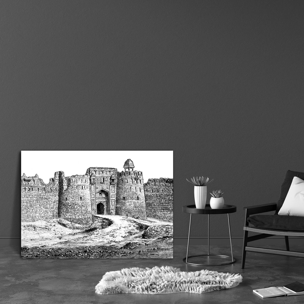 Purana Qila Delhi India Canvas Painting Synthetic Frame-Paintings MDF Framing-AFF_FR-IC 5004993 IC 5004993, Ancient, Architecture, Drawing, Historical, Illustrations, Indian, Landmarks, Landscapes, Medieval, Places, Scenic, Victorian, Vintage, purana, qila, delhi, india, canvas, painting, synthetic, frame, antique, castle, engraving, fort, illustration, landmark, landscape, monument, ruins, tower, walls, artzfolio, wall decor for living room, wall frames for living room, frames for living room, wall art, ca