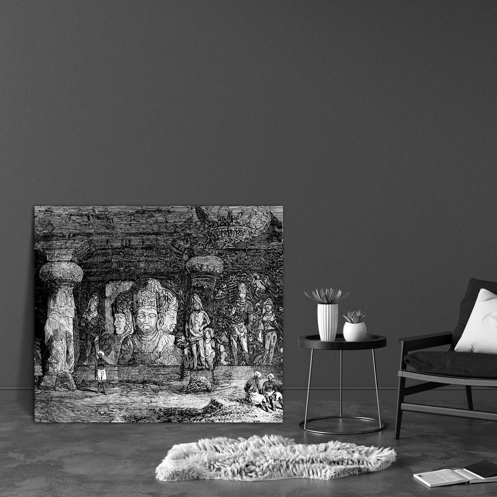 Elephanta Caves Mumbai India Canvas Painting Synthetic Frame-Paintings MDF Framing-AFF_FR-IC 5005002 IC 5005002, Ancient, Architecture, Drawing, Historical, Illustrations, Indian, Landmarks, Landscapes, Medieval, Places, Scenic, Victorian, Vintage, elephanta, caves, mumbai, india, canvas, painting, synthetic, frame, antique, engraving, illustration, landmark, landscape, monument, sculpture, artzfolio, wall decor for living room, wall frames for living room, frames for living room, wall art, canvas painting,
