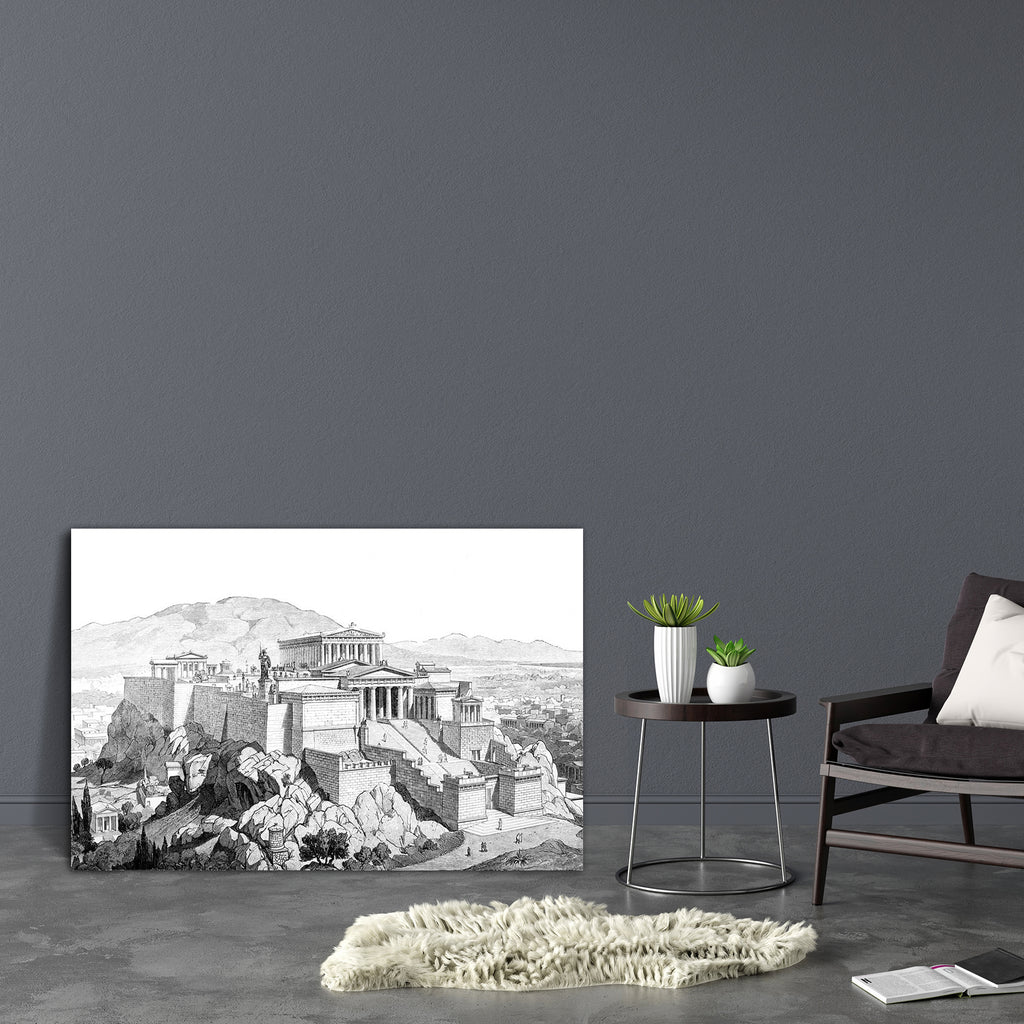 The Acropolis At Athens Canvas Painting Synthetic Frame-Paintings MDF Framing-AFF_FR-IC 5005012 IC 5005012, Ancient, Architecture, Drawing, Greek, Historical, Illustrations, Landmarks, Landscapes, Medieval, Places, Scenic, Victorian, Vintage, the, acropolis, at, athens, canvas, painting, synthetic, frame, antique, classical, engraving, greece, illustration, landmark, landscape, monument, artzfolio, wall decor for living room, wall frames for living room, frames for living room, wall art, canvas painting, wa