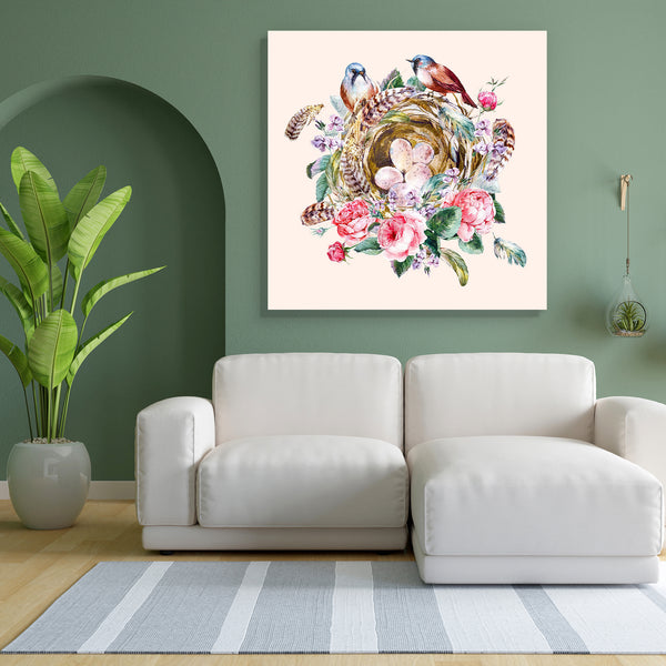 Floral Vintage Canvas Painting Synthetic Frame-Paintings MDF Framing-AFF_FR-IC 5005049 IC 5005049, Ancient, Art and Paintings, Birds, Botanical, Floral, Flowers, Historical, Illustrations, Medieval, Nature, Retro, Scenic, Seasons, Vintage, Watercolour, Wedding, canvas, painting, for, bedroom, living, room, engineered, wood, frame, art, background, bird, blossom, boho, card, chic, collection, easter, egg, elegant, feather, flower, illustration, natural, nest, pink, romantic, rose, season, shabby, spring, sum
