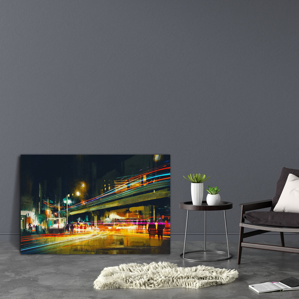 City Street Canvas Painting Synthetic Frame – ArtzFolio.com