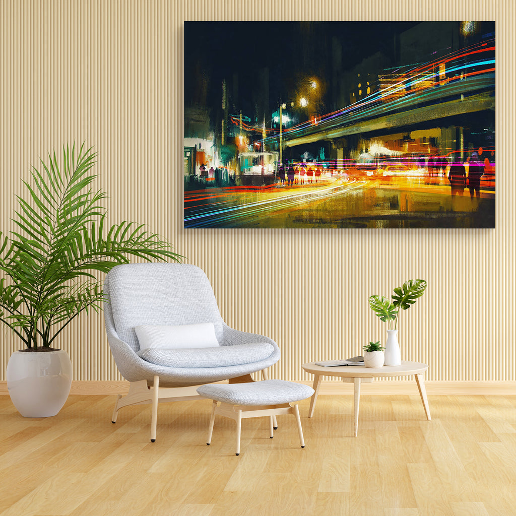 City Street Canvas Painting Synthetic Frame – ArtzFolio.com