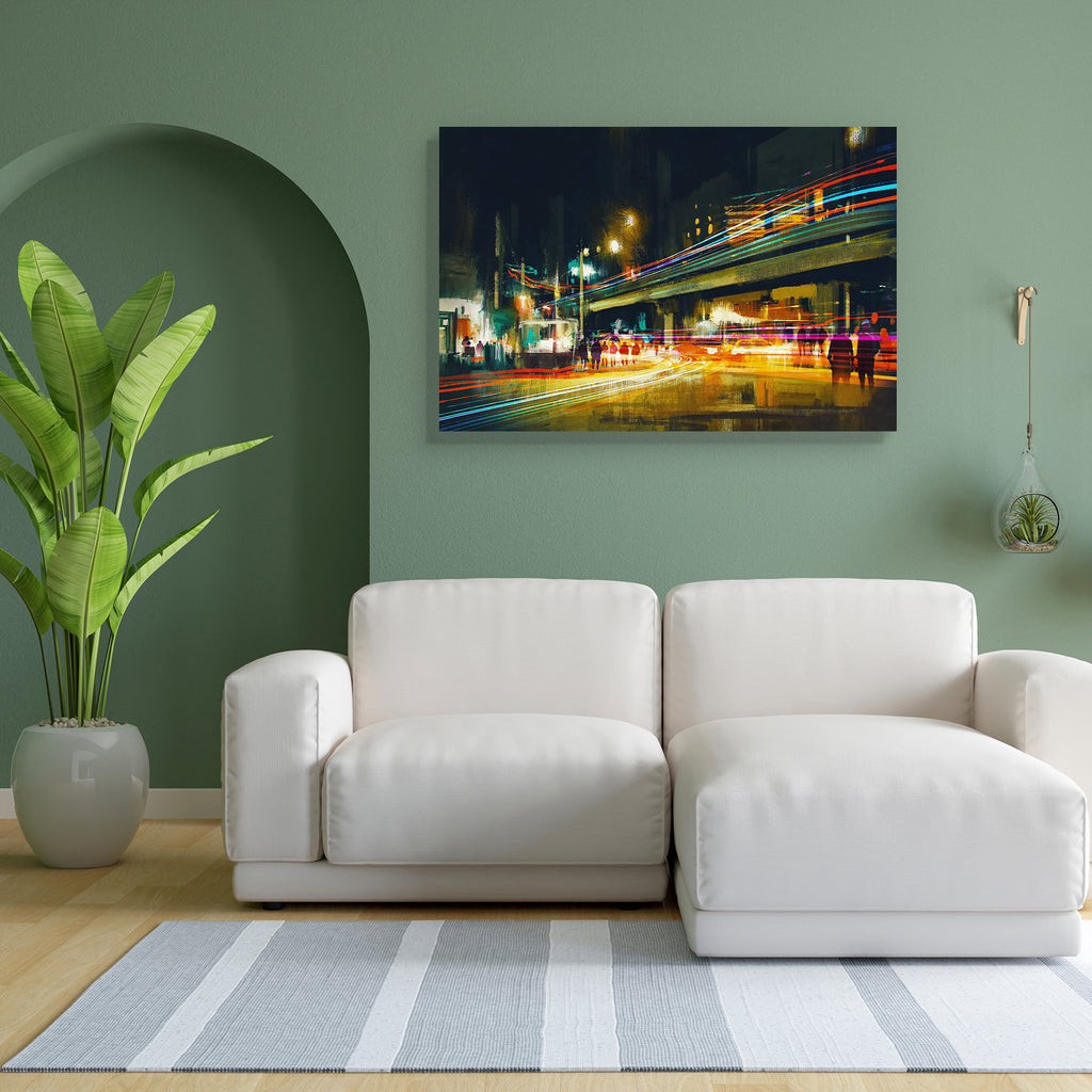 City Street Canvas Painting Synthetic Frame – ArtzFolio.com