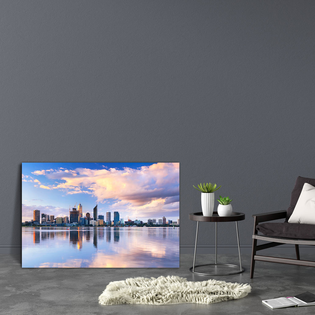 The Skyline Of Perth, Western Australia At Sunset Canvas Painting Synthetic Frame-Paintings MDF Framing-AFF_FR-IC 5005088 IC 5005088, Architecture, Cities, City Views, Cross, Landscapes, People, Scenic, Skylines, Sunsets, the, skyline, of, perth, western, australia, at, sunset, canvas, painting, synthetic, frame, city, blue, hour, blurred, motion, building, center, cityscape, clouds, color, colour, downtown, horizontal, image, landscape, long, exposure, no, nobody, oceania, office, outdoors, photo, reflecti