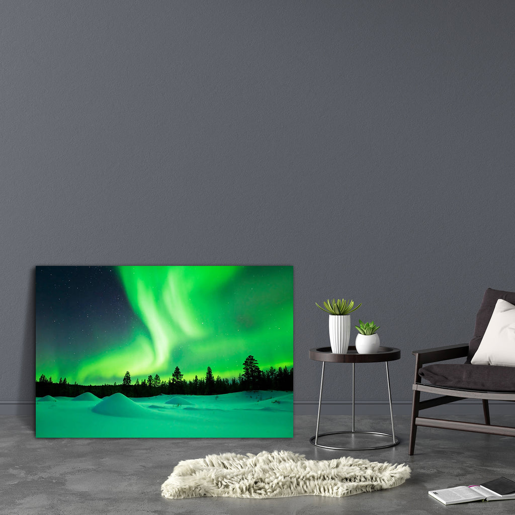 Aurora Borealis Northern Lights in Finland Canvas Painting Synthetic Frame-Paintings MDF Framing-AFF_FR-IC 5005089 IC 5005089, Astronomy, Cosmology, Countries, Landscapes, Nature, People, Scandinavian, Scenic, Space, Stars, aurora, borealis, northern, lights, in, finland, canvas, painting, synthetic, frame, lapland, winter, landscape, amazing, arctic, beautiful, clear, sky, cold, color, colour, dusk, europe, frozen, green, horizontal, ice, image, long, exposure, natural, phenomenon, night, no, nobody, nordi
