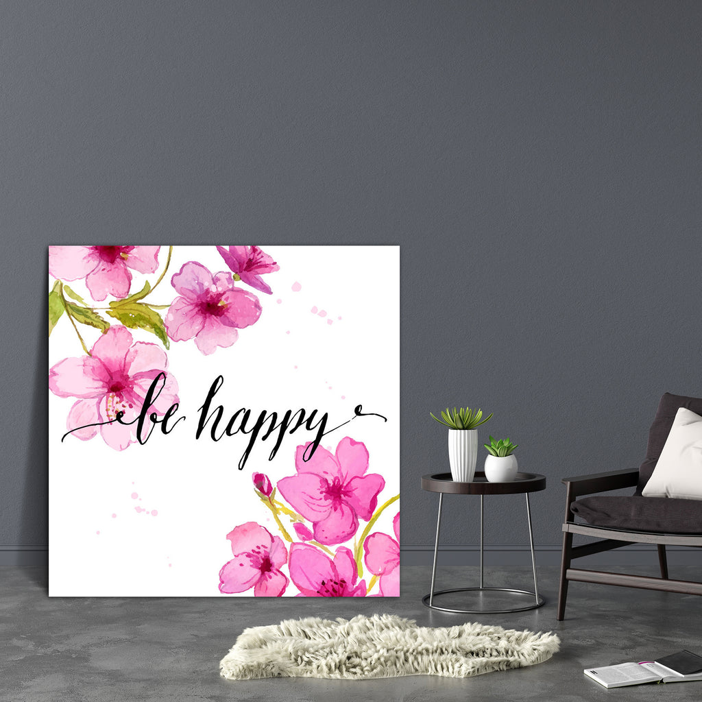 Calligraphy Text Be Happy Canvas Painting Synthetic Frame-Paintings MDF Framing-AFF_FR-IC 5005096 IC 5005096, Art and Paintings, Botanical, Calligraphy, Digital, Digital Art, Floral, Flowers, Graphic, Illustrations, Inspirational, Modern Art, Motivation, Motivational, Nature, Quotes, Signs, Signs and Symbols, Splatter, Text, Typography, Watercolour, be, happy, canvas, painting, synthetic, frame, art, artistic, background, beautiful, bright, card, cherry, color, concept, creative, creativity, decoration, des