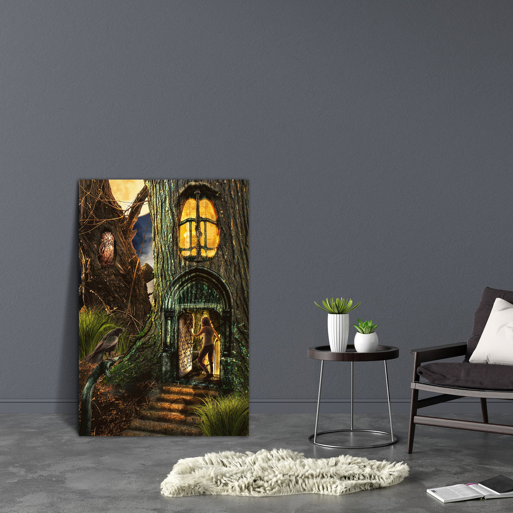 Girl In Fairy Forest D2 Canvas Painting Synthetic Frame-Paintings MDF Framing-AFF_FR-IC 5005150 IC 5005150, Birds, Collages, Fantasy, Futurism, Illustrations, Science Fiction, Signs and Symbols, Space, Symbols, girl, in, fairy, forest, d2, canvas, painting, synthetic, frame, adoption, adventure, bird, cave, collage, contemplation, curiosity, discovery, door, dream, entrance, experience, feelings, fiction, future, gate, ghost, grass, illusion, illustration, knowledge, light, manipulation, mystery, night, owl
